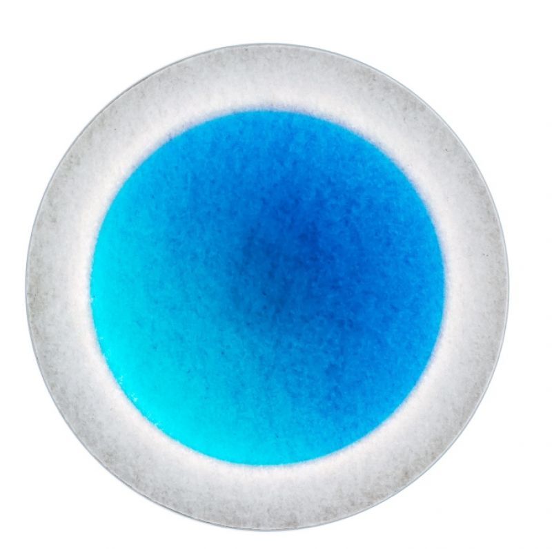Moodmoon Wandleuchte: Runde Wandlampe mit blauem Zentrum und weißem Rand, 85 cm.